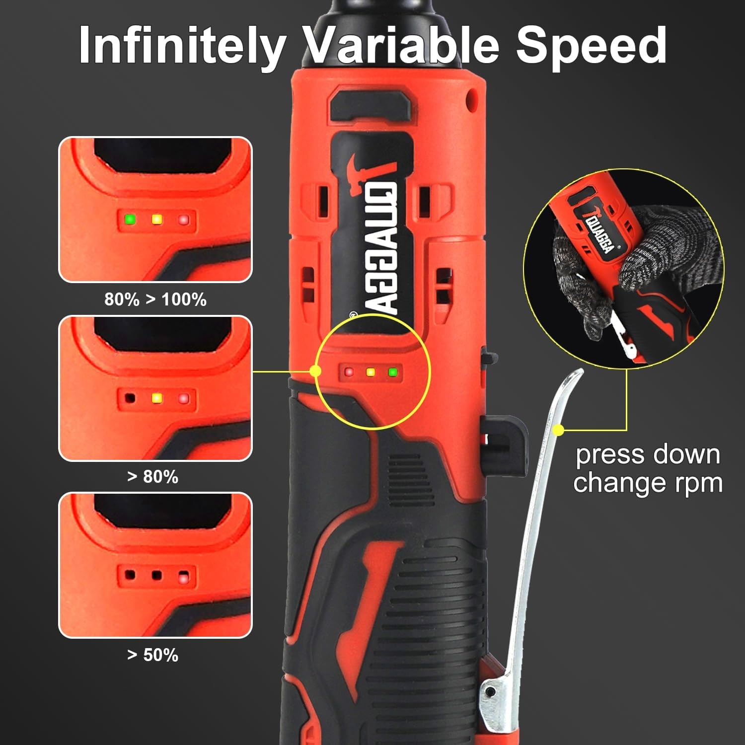 3/8″ Cordless Electric Ratchet Wrench Set, 18V Power Ratchet Tool Kit