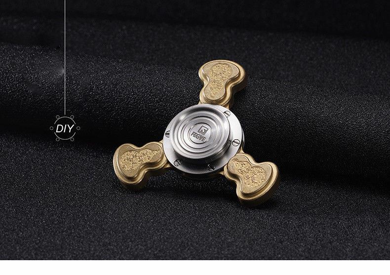 FEGVE Diy Fidget Hand Spinner Triangle Matte Brass/Copper Finger Toy EDC