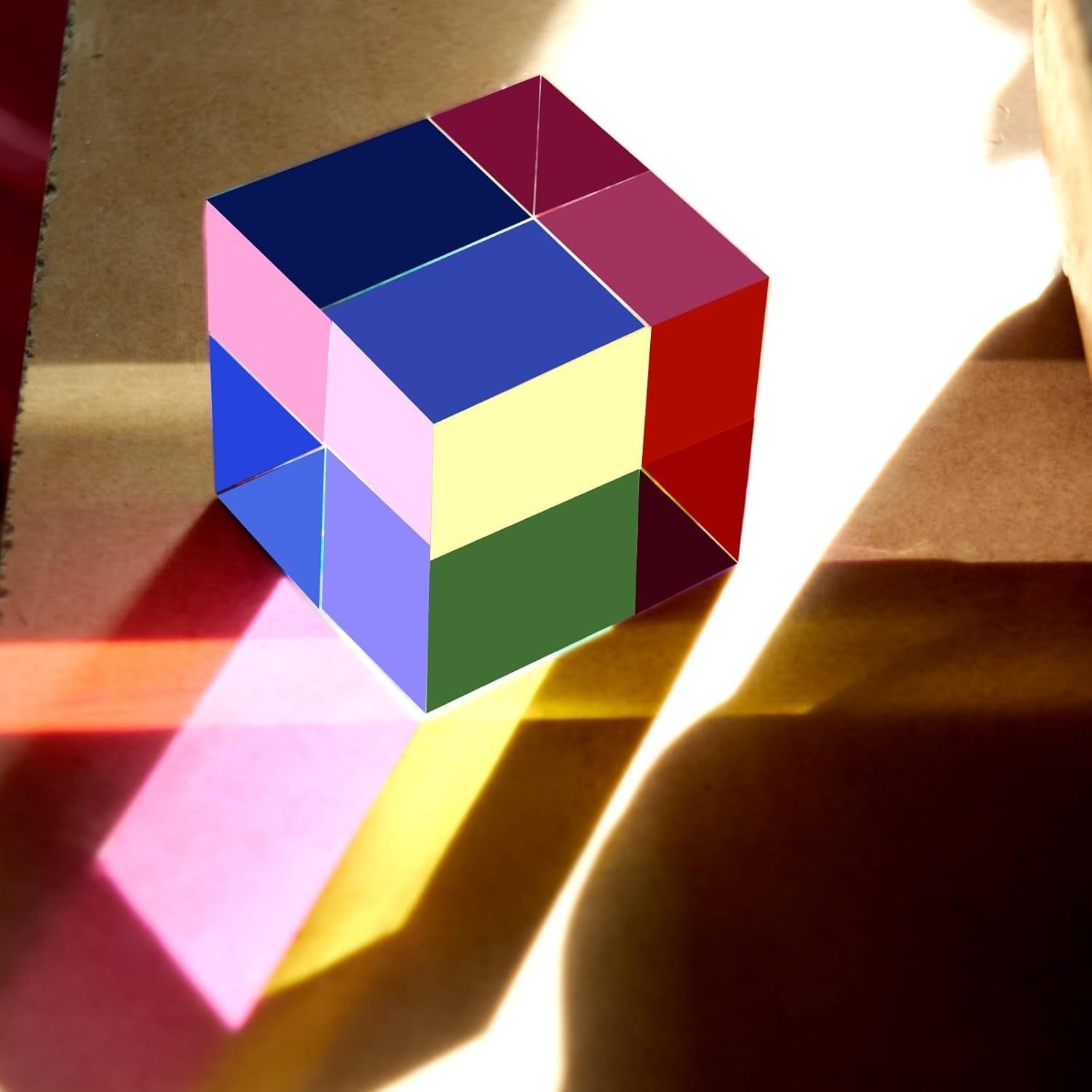 40mm Color Cube Acrylic Prism CMY Mixing Educational Physics Toy Desktop Decor f