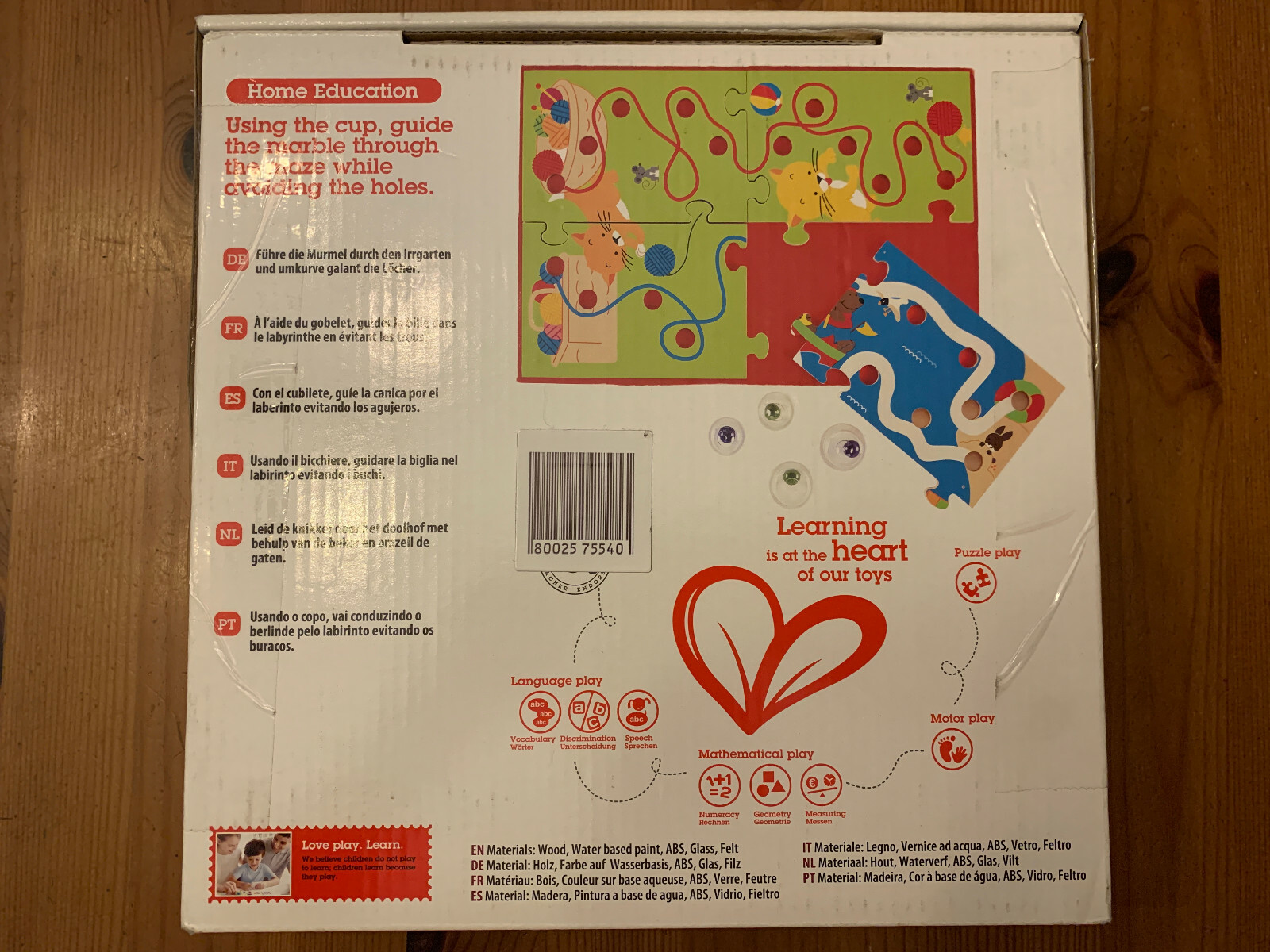 Hape Toys Kids Scribble Maze Fine Motor Marble Game New