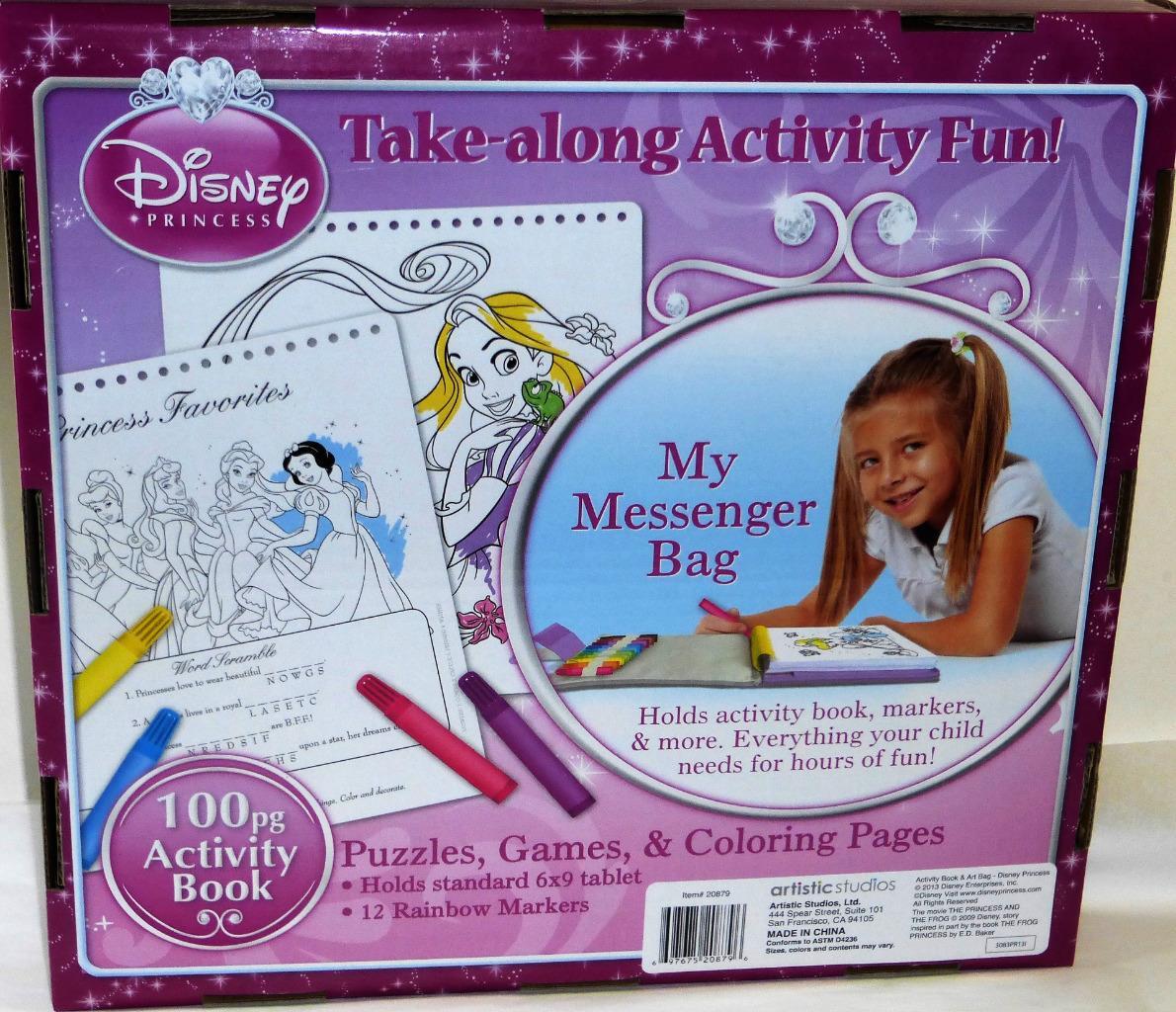 Disney Princesses Activity Book & Messenger Bag Markers Puzzles Games New Belle