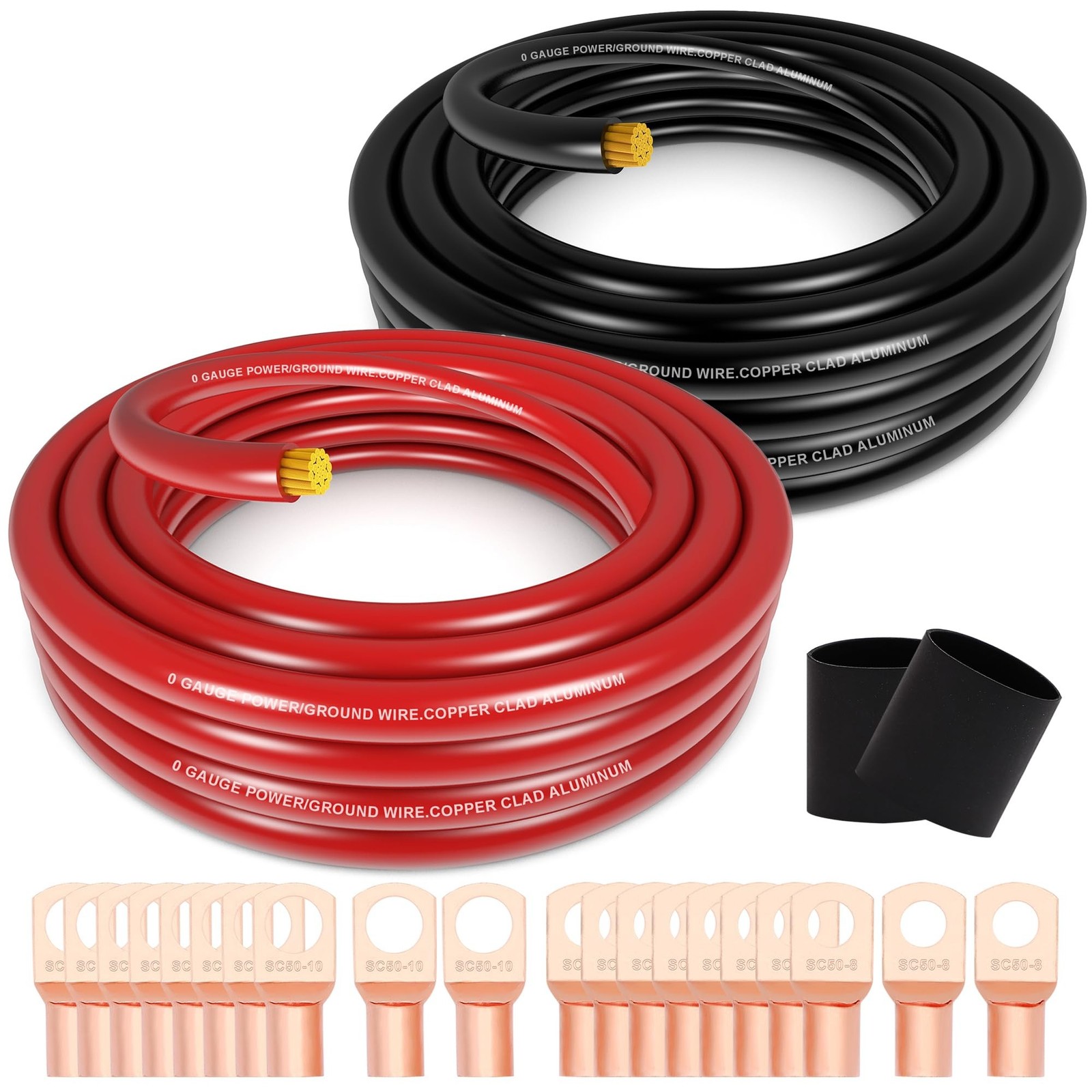 1/0 AWG Battery Cable 0 Gauge Wire Copper Clad Aluminum CCA Amp Wir… Fast Ship