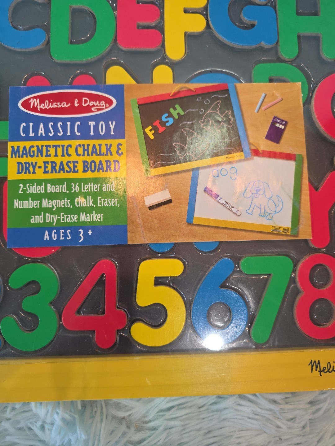 Melissa & Doug Magnetic Chalkboard & Dry-Erase Board – 36 Magnets – New
