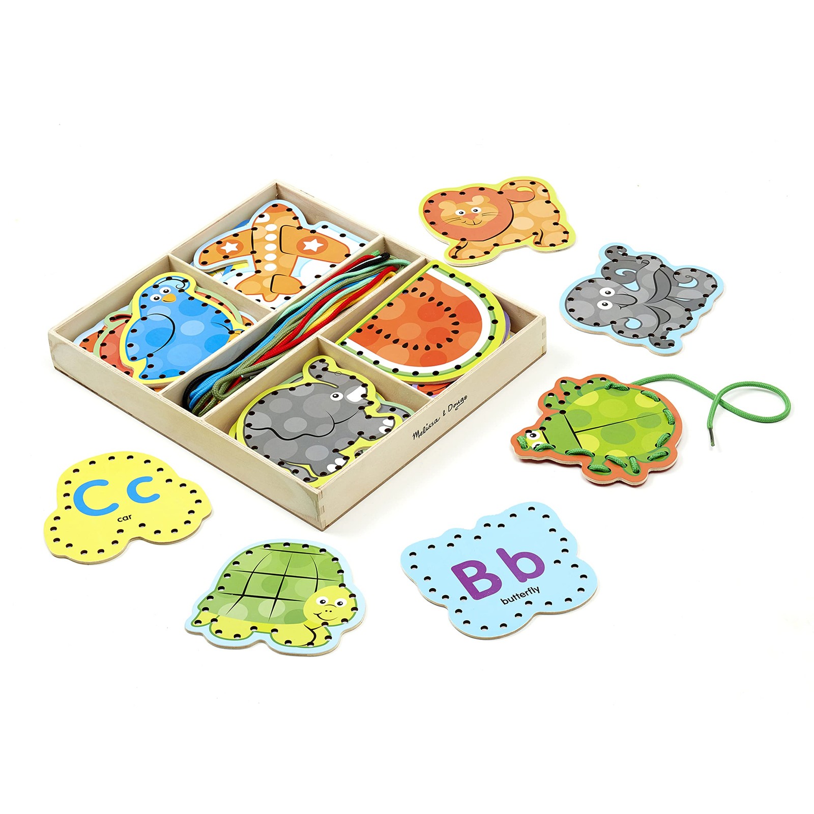 Melissa & Doug Alphabet Wooden Lacing Cards With DoubleSided Panels and