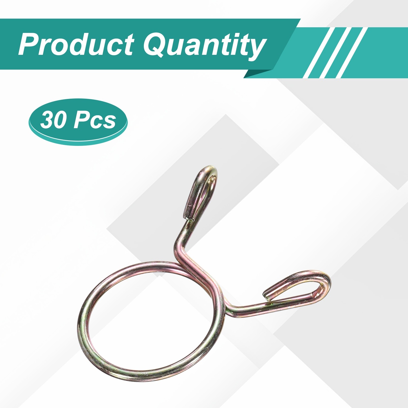 30Pcs 16mm ID 18.7mm OD Fuel Line Hose Clips 65Mn Spring Clips Clamps Gold