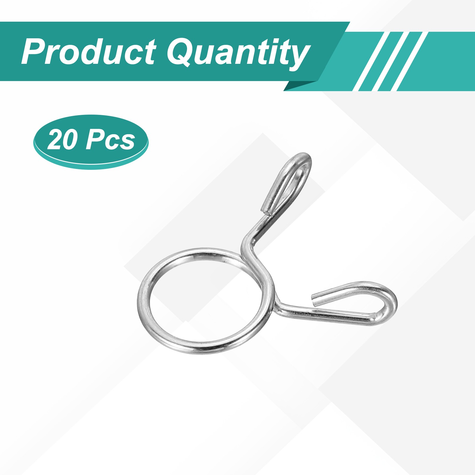 20Pcs 8mm ID 9.3mm Clamp Dia Silver Fuel Line Hose Clips Steel Spring Clips