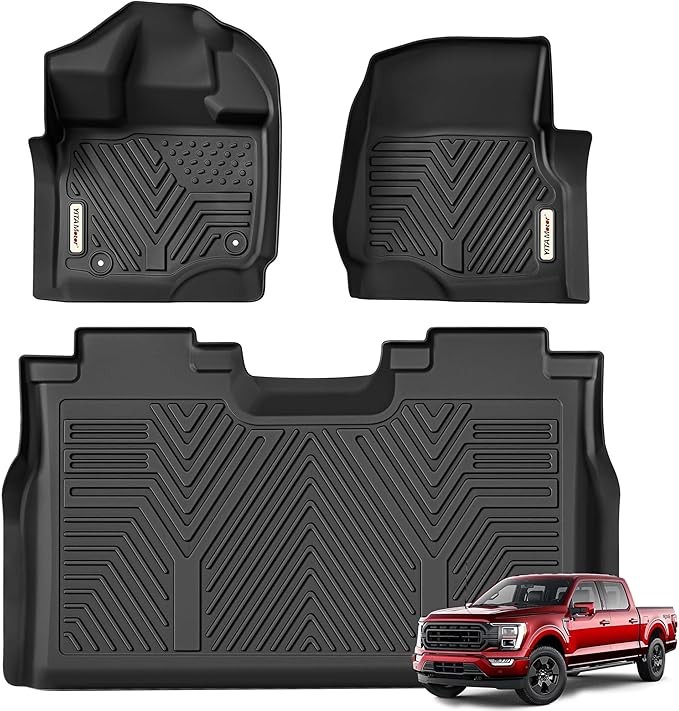Floor Mats Fit for Ford F-150/F150 Lightning SuperCrew Cab 2025-2015(Rear w/o U-