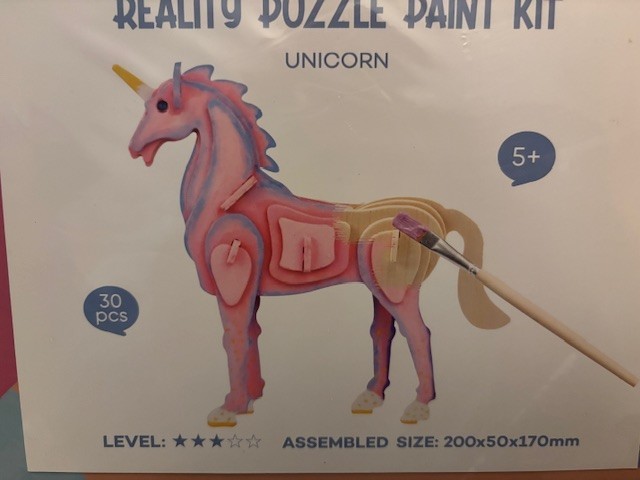 Allessimo Reality Puzzle Paint Kit Wooden UNICORN 30pc Model Kit New Free ship