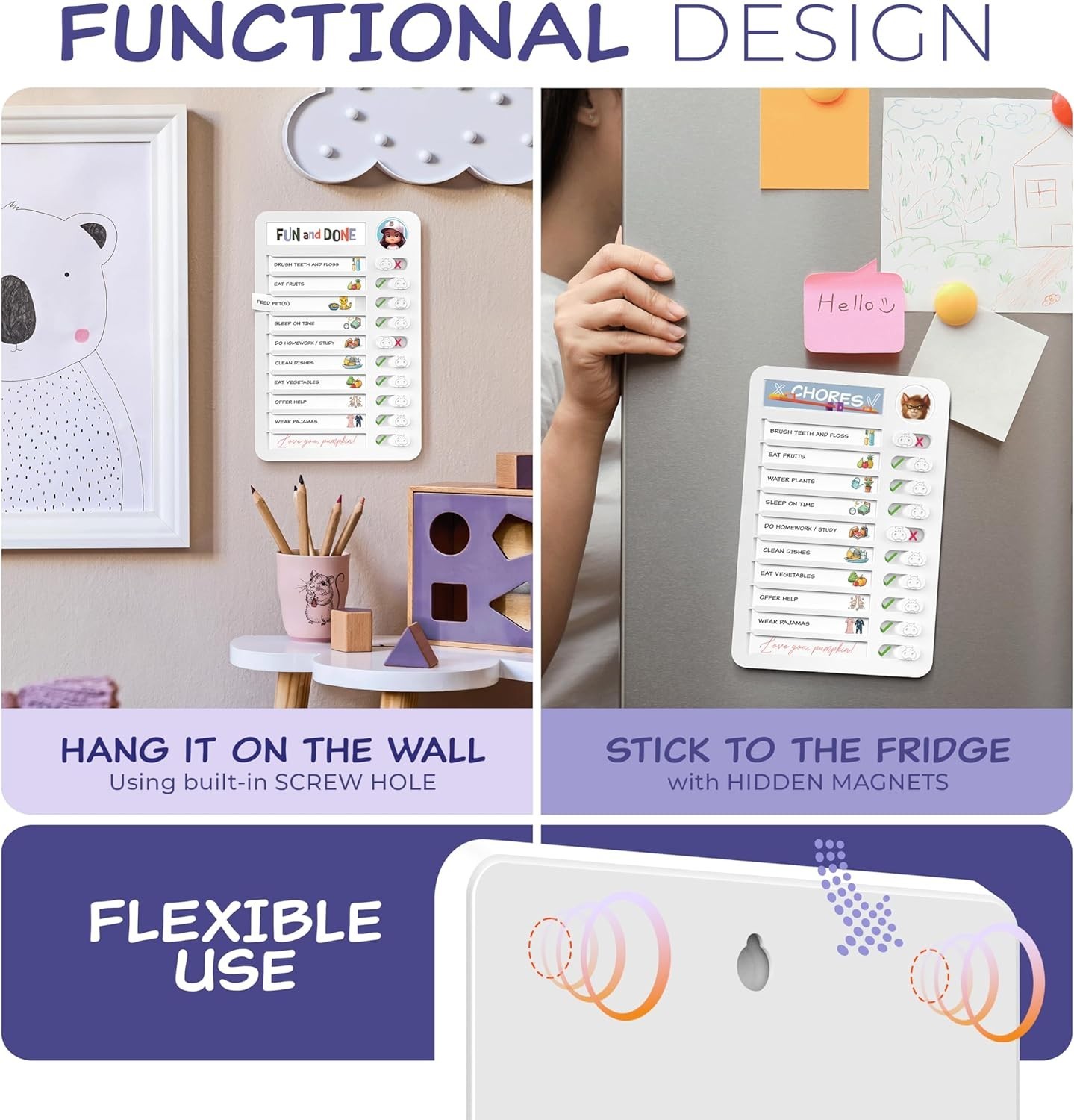 Chore Chart for Kids – Daily Routine Chart for Kids with Checklist & Stickers…