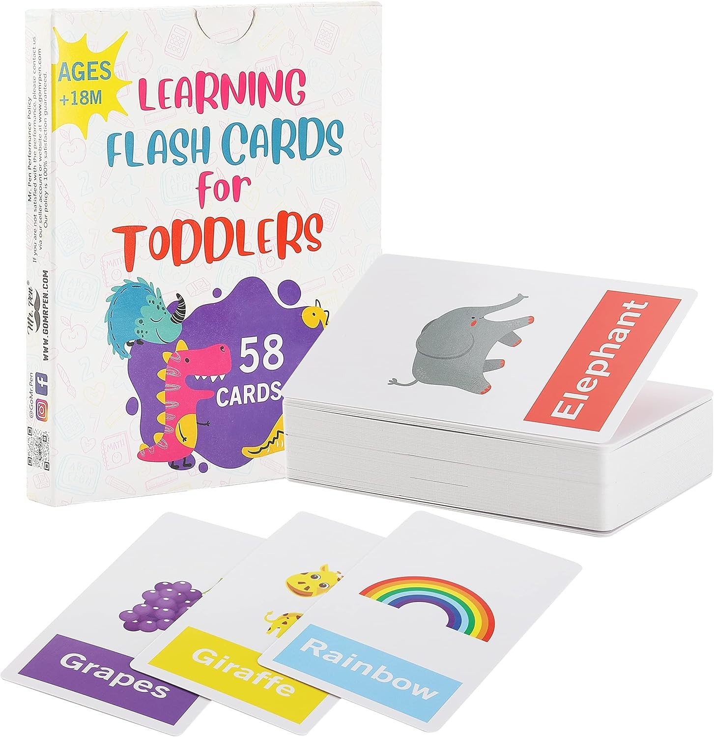 Alphabet Flash Cards for Toddlers 58 Card Set Double-Sided Educational Play