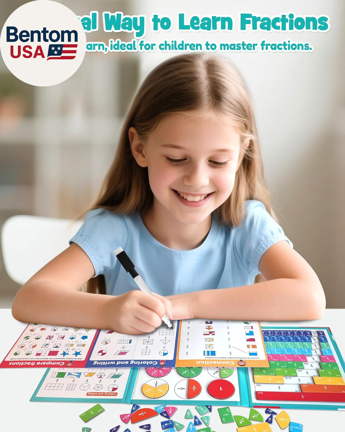 Magnetic Fraction Educational Puzzle, Magnetic Fraction Demonstration Book with
