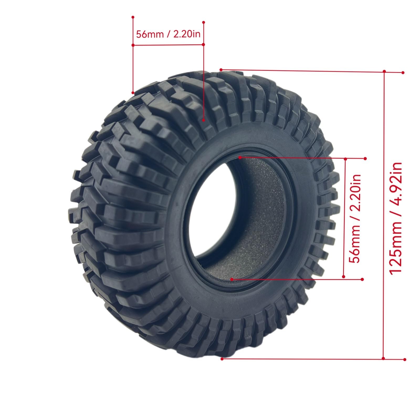 2.2 Crawler Tires with Foam Inserts for TRX4 Axial SCX10 III/II Wraith Redcat…