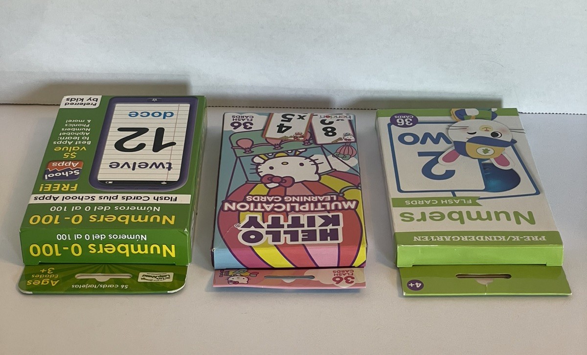 Flash Cards / Lot Of 3/Hello Kitty/Numbers 0-100/Ages 3+ 4+ 6+ / Open Box