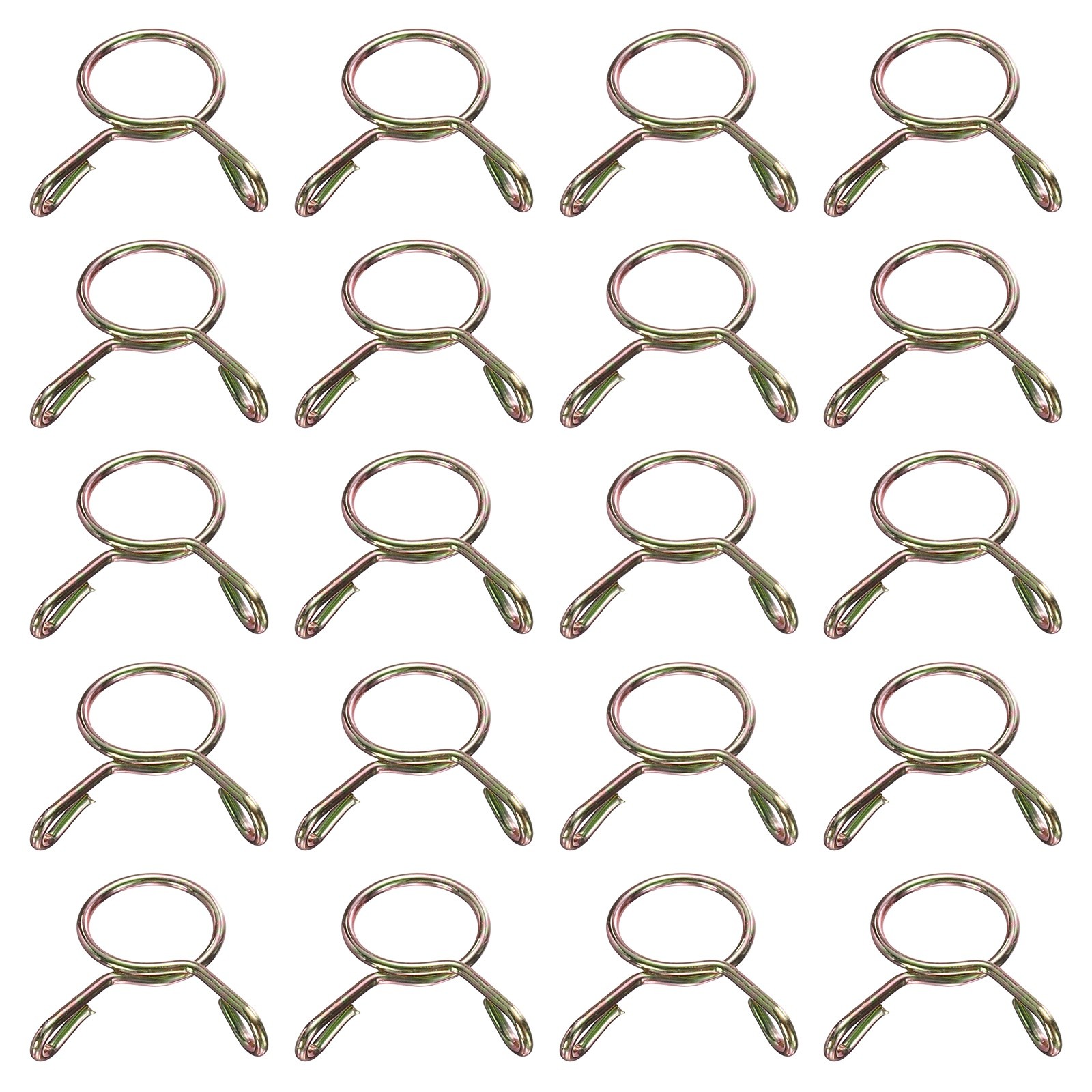 20Pcs 9mm ID 10.4mm OD Fuel Line Hose Clips 65Mn Spring Clips Clamps Gold