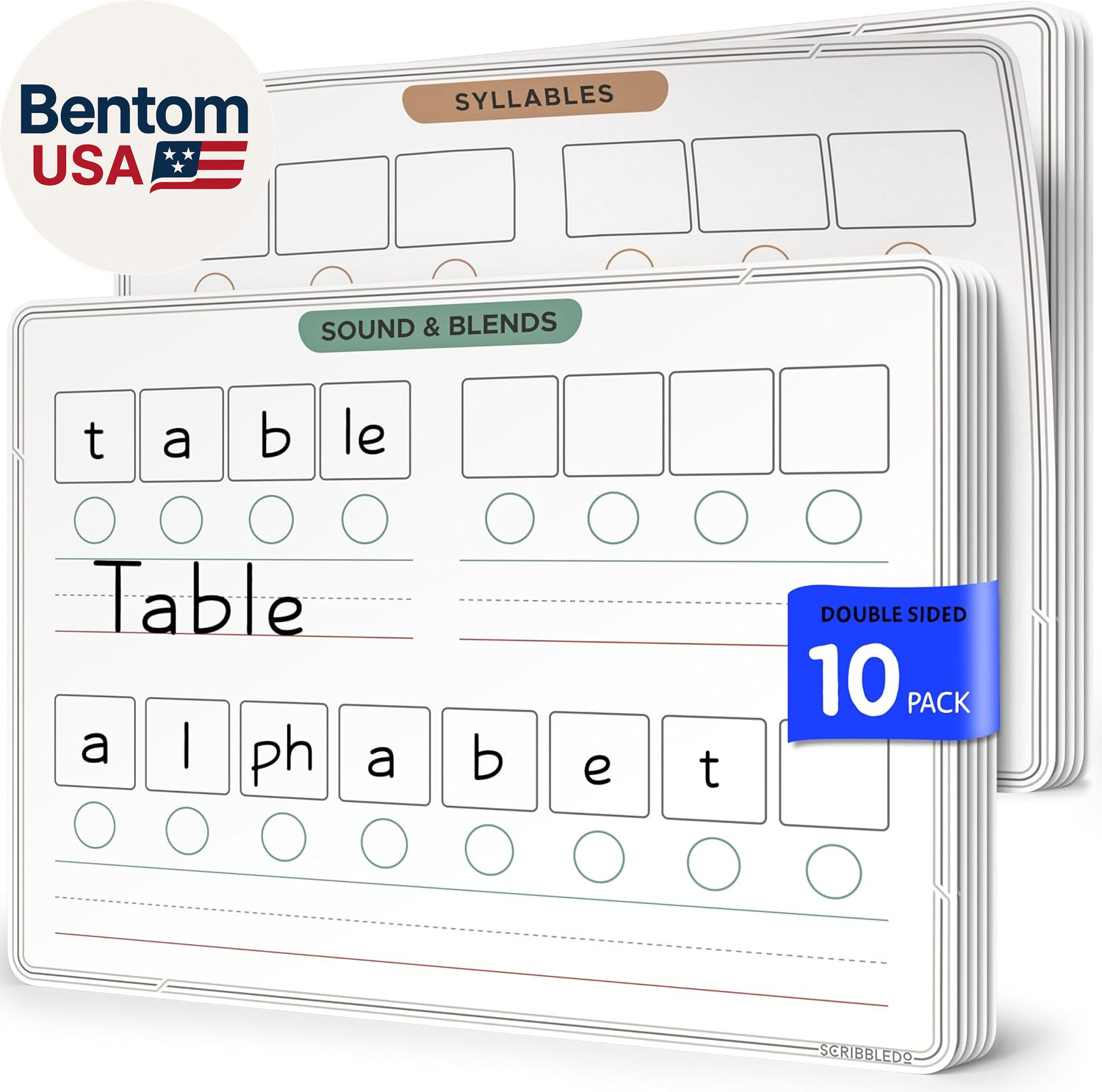 Phonemic Awareness Sounds & Blends Dry Erase Sheets 9”X12” Phonics Learning Engl