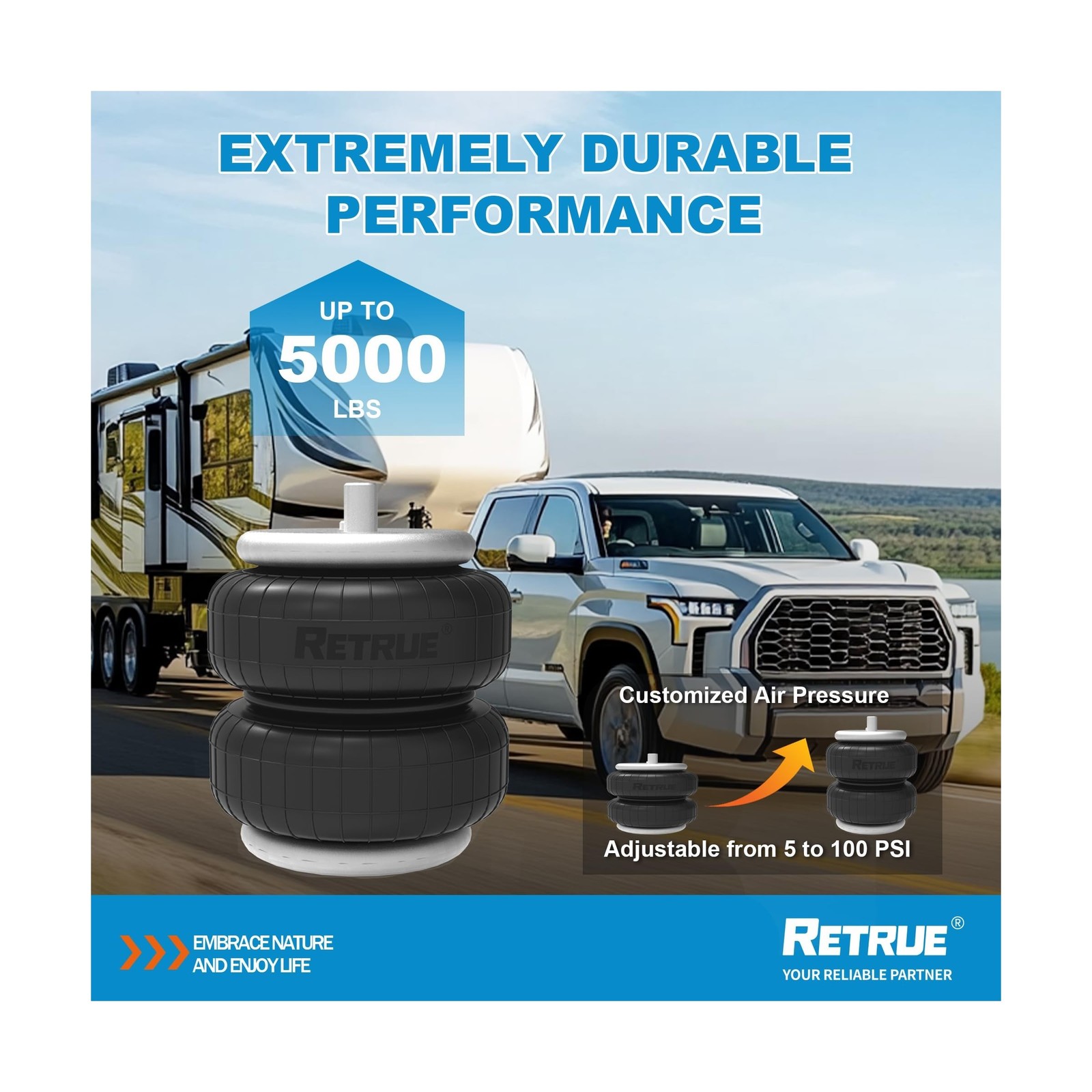 RETRUE Rear Air Bags Suspension Kit for Toyota Tundra 2007-2021 Truck Towing,…