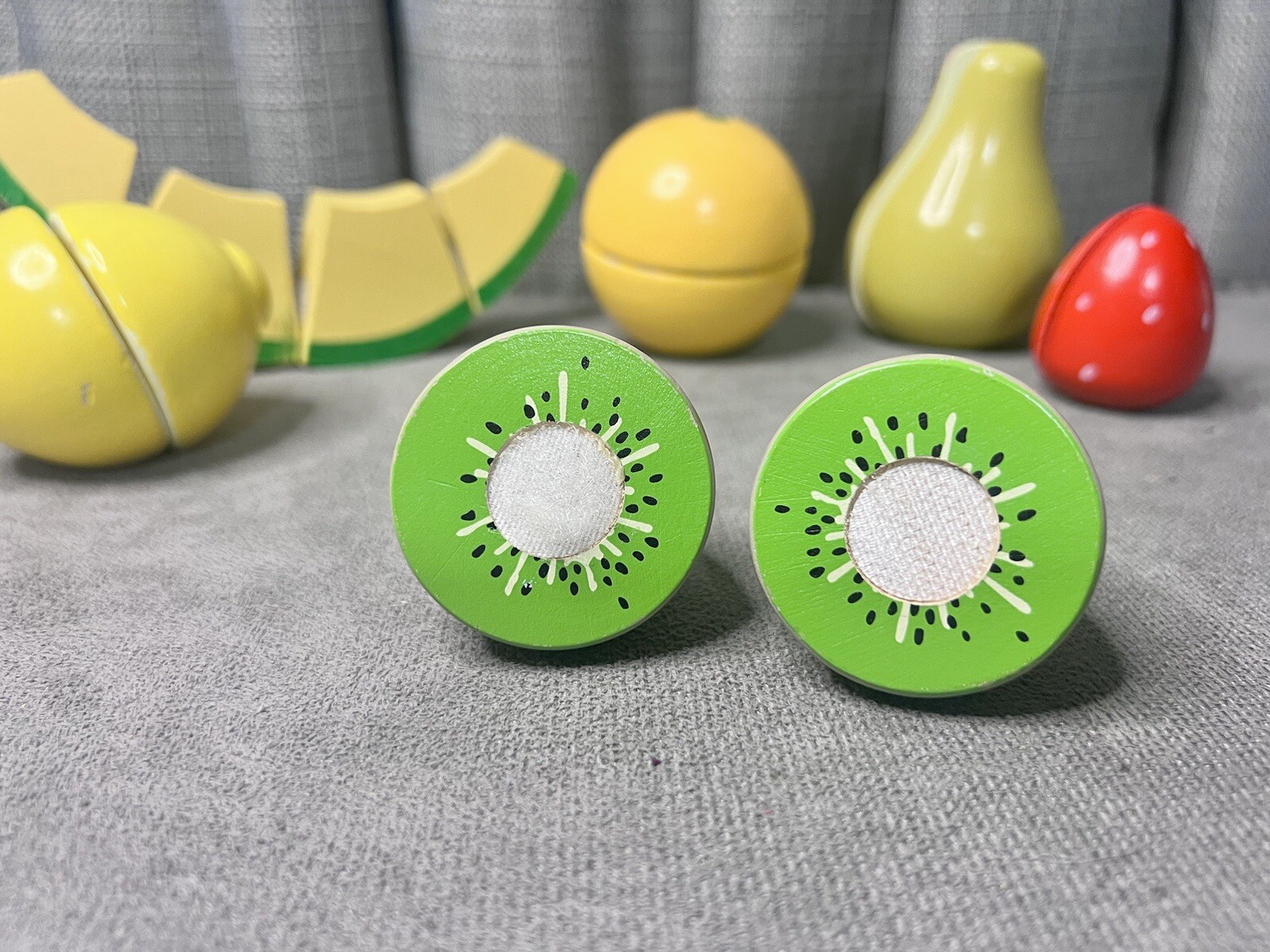 Kids Wooden Kitchen Cutting Fruits Toys Learning Knife Hook Loop Closure Lot