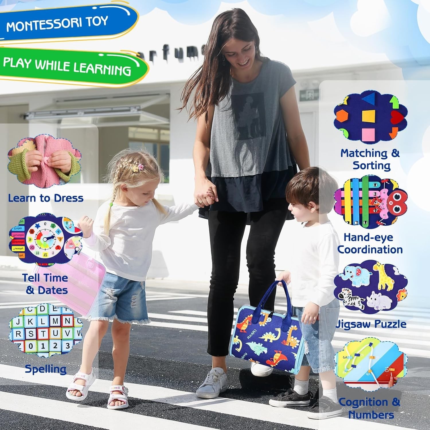 Toddler Busy Board Montessori Toys for Boys, Sensory Board Educational Activi…