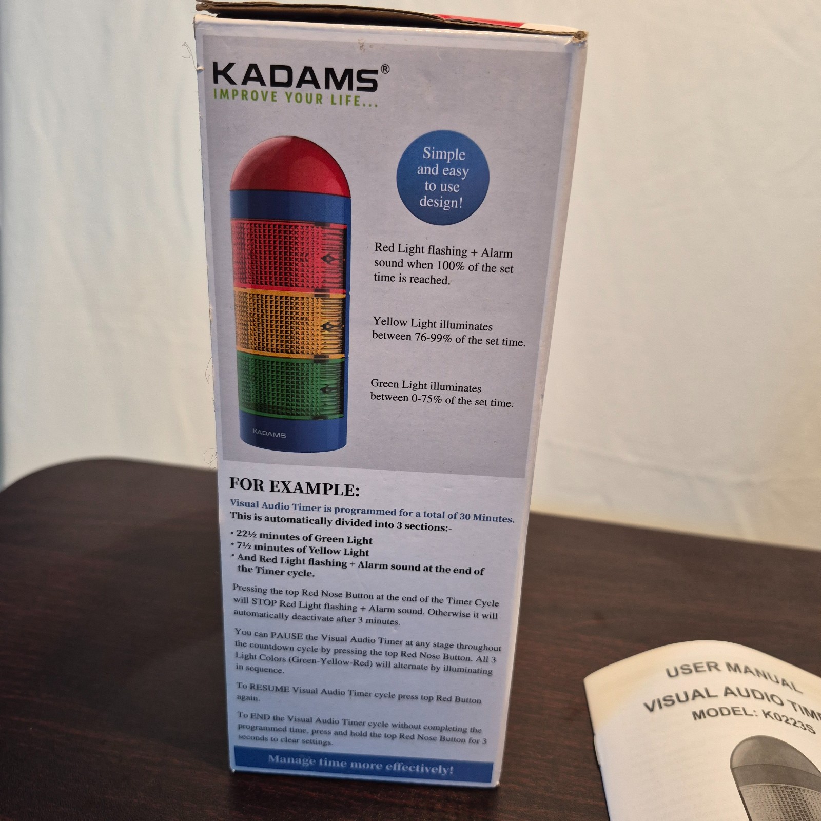 KADAMS Visual Timer for Kids with Audio Pre-Alarm Traffic Light Z4 New Open Box