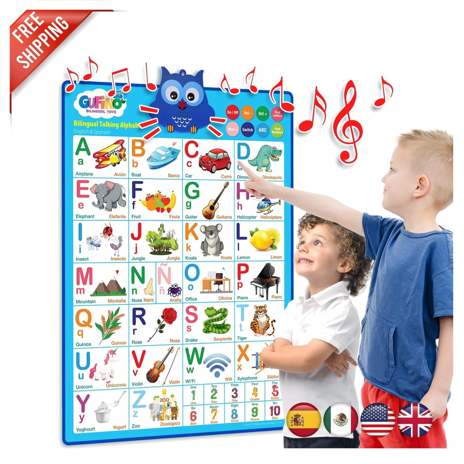 Toddler Bilingual ABC Learning Chart with Touch Buttons – Fun and Engaging