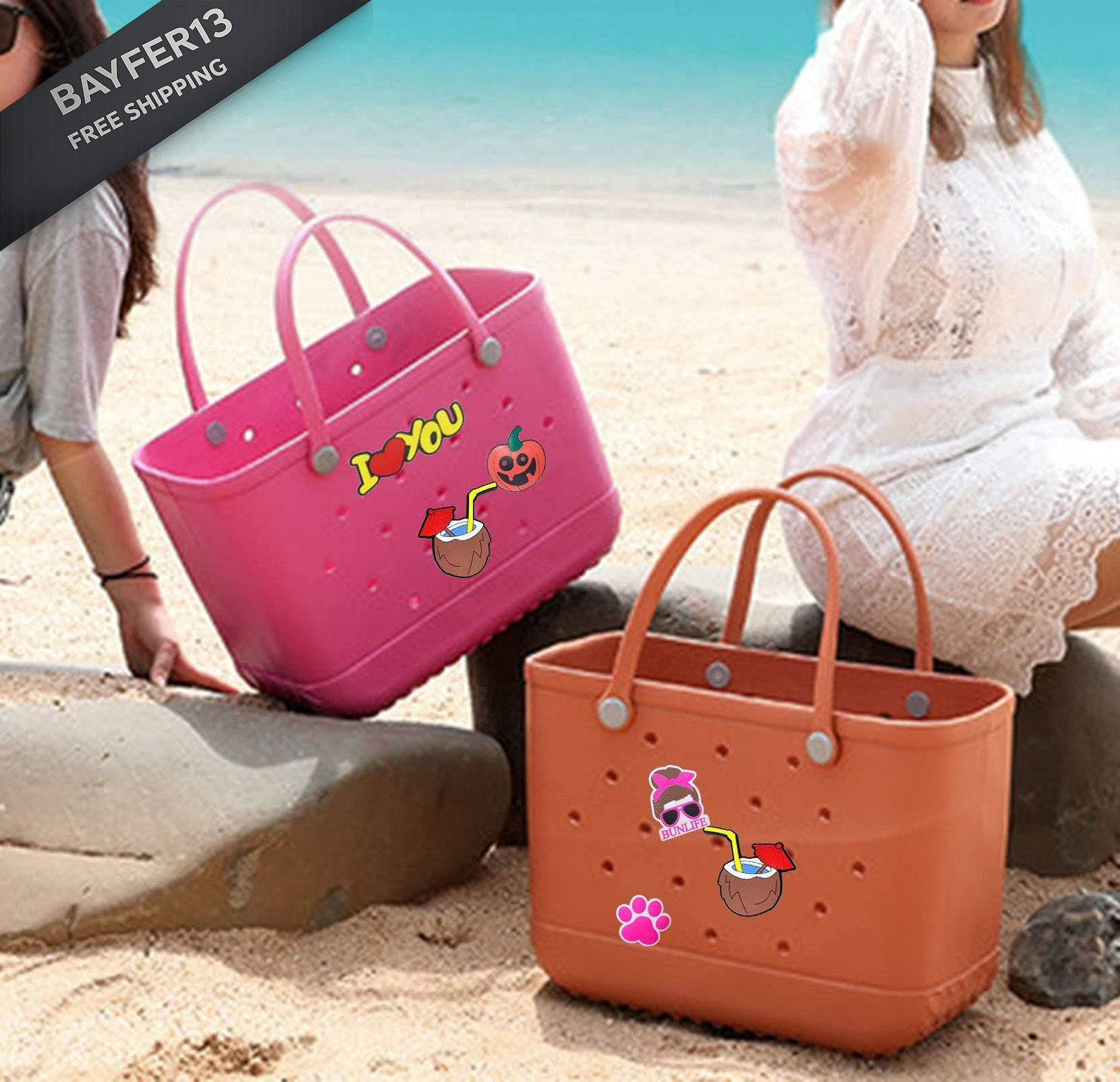 Lckaey Oversized rubber beach bag Accessories PVC Small decoration, Figure 18