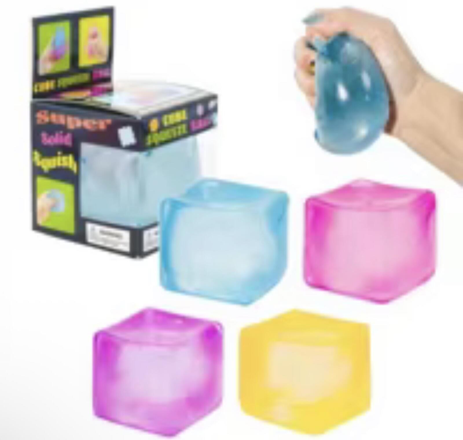 Super Solid Squish Cube Squeeze Ball Sensory Toy Blue 3+ Years
