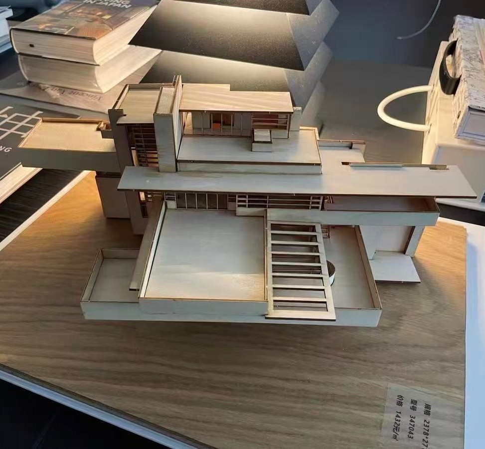 1/75 1/100 Fallingwater Villa 3D Wooden DIY Building Model Assembly Kits Set