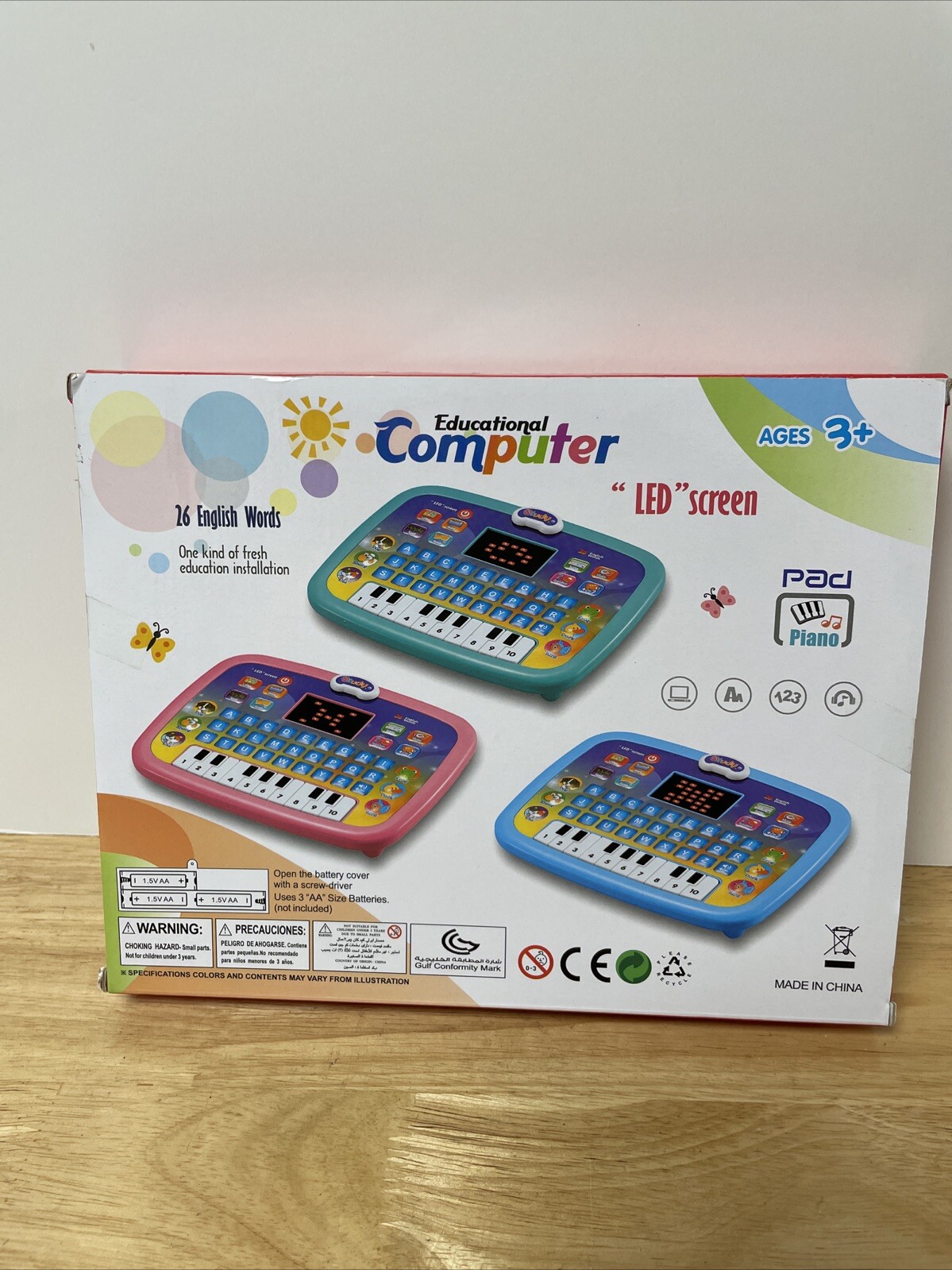 New! Educational Computer Kids Toy 3+ LED Screen Brain Games Pink Fun Kids Toy