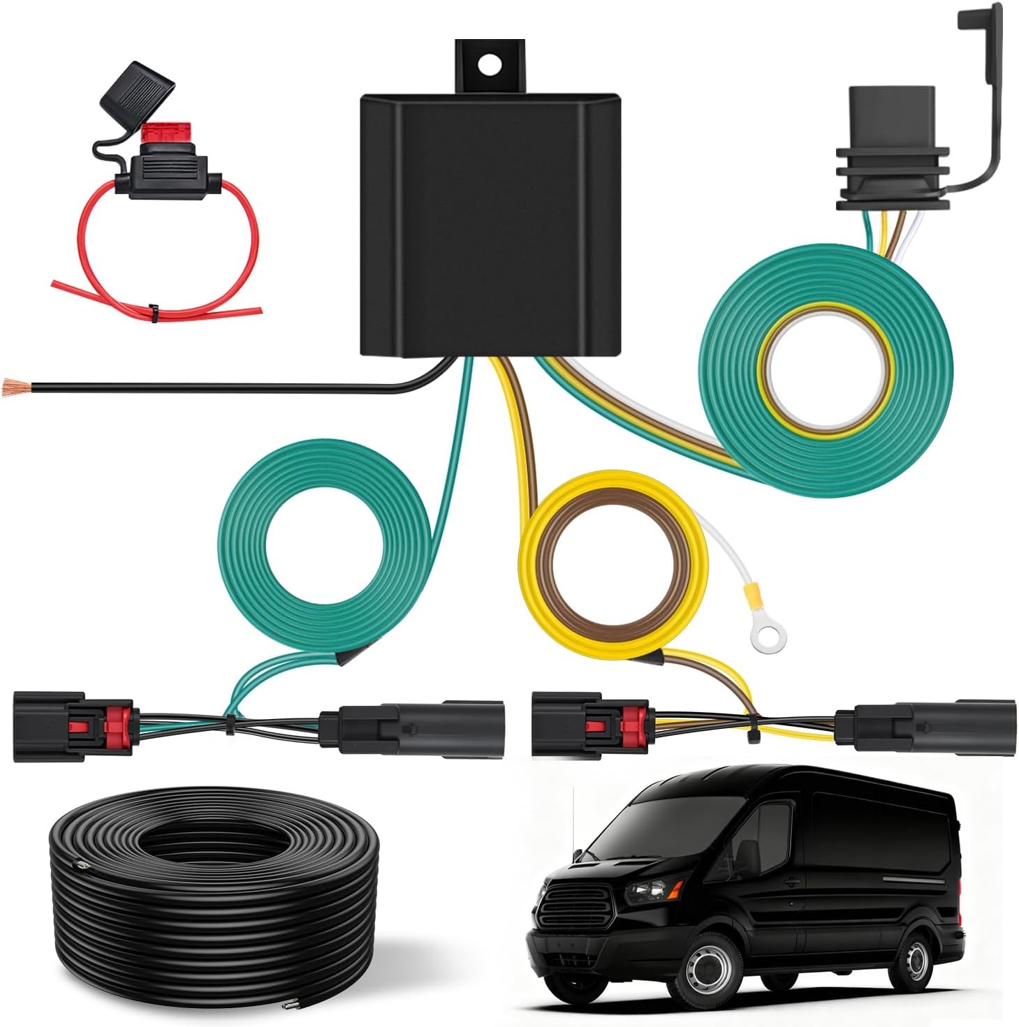 Nilight 4 Pin Trailer Wiring Kit Custom 2015-2024 Ford Transit Connect Hitch