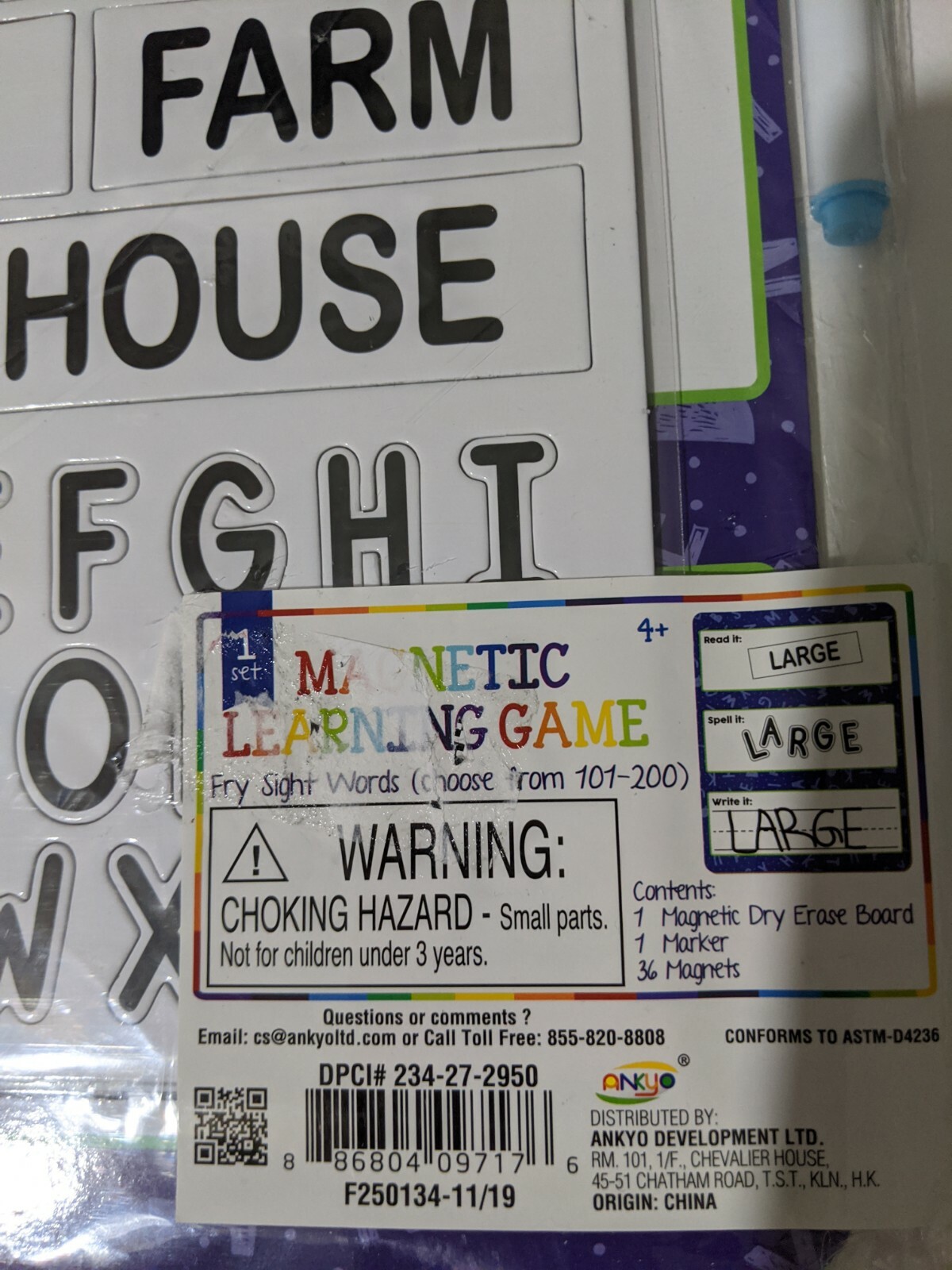 Kids Sight Words Magnetic Learning Game Dry Erase Board Age 3+ School