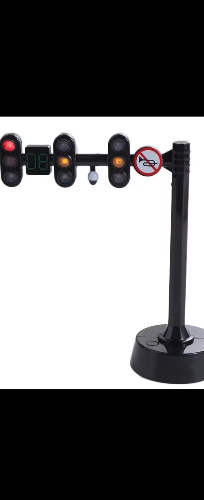 Toy Traffic Light Signal w/ Stand, LED Lights, Black, Age 3+, MPN 2210