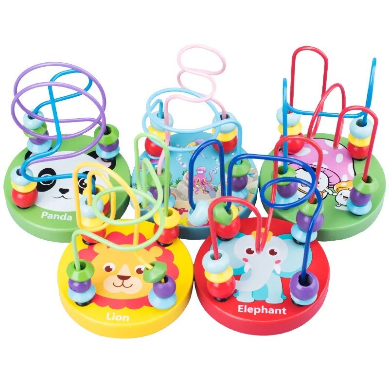Montessori Wooden Baby Toys Maze Roller Coaster Counting Early Educational Toys