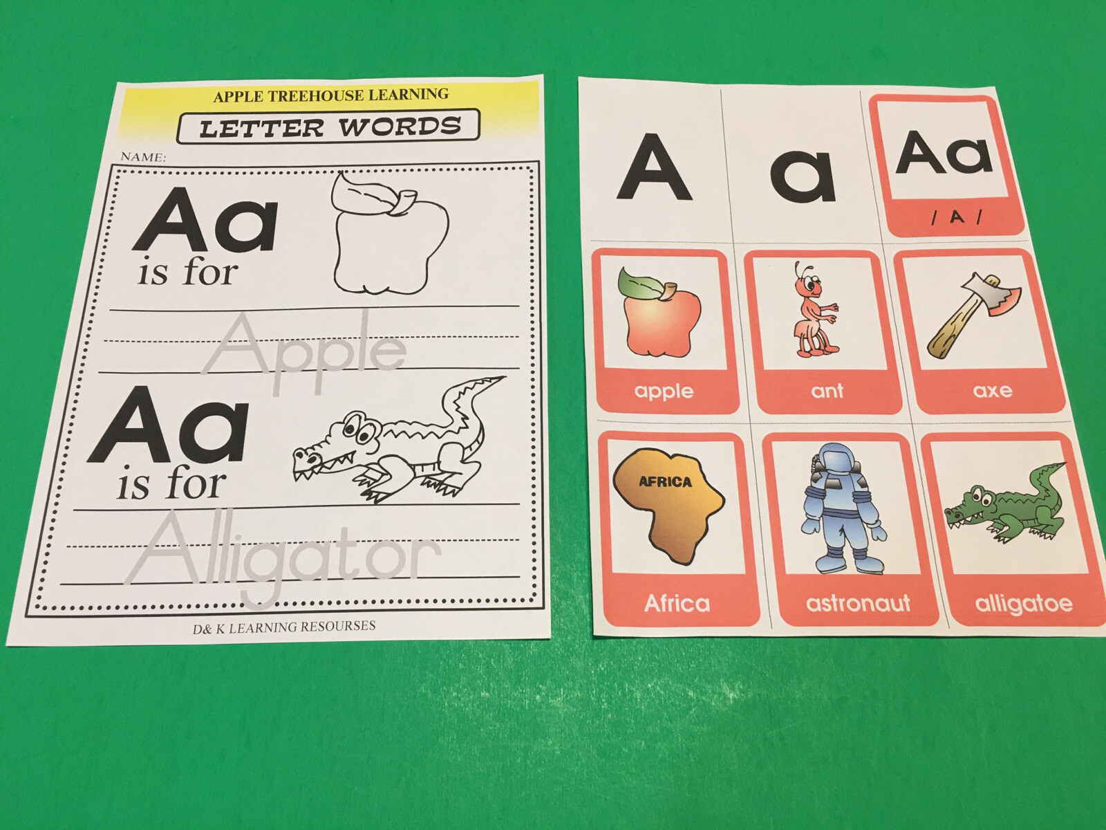 Letter Aa – Apple Treehouse Worksheets – Preschool Teaching supplies 20 pgs