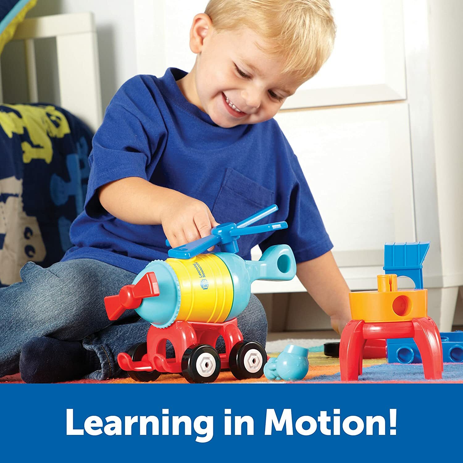 NEW Learning Resources 1-2-3 Build It! Rocket Train Helicopter STEM For Ages 2+