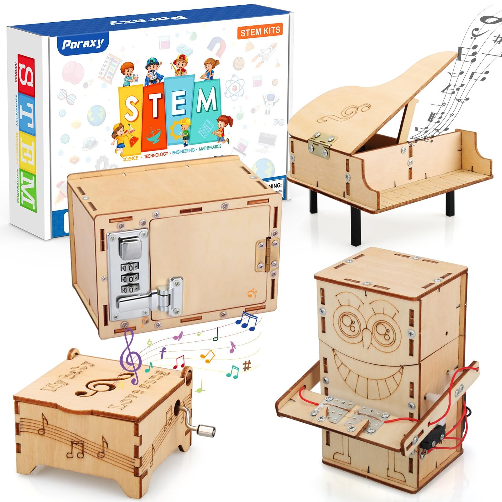 Poraxy 4 Set STEM Kits for Kids Ages 8-10 10-12, Toys 8-13, Compact