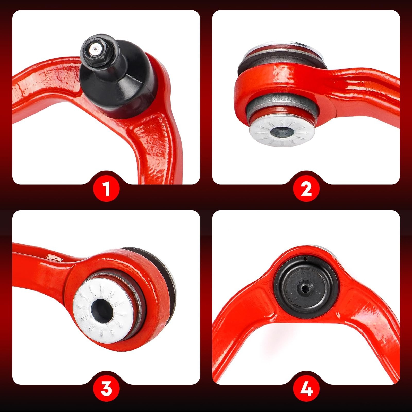 4 PCS Front Upper Left and Right Control Arm Kit w/Ball Joint with Polyuretha…