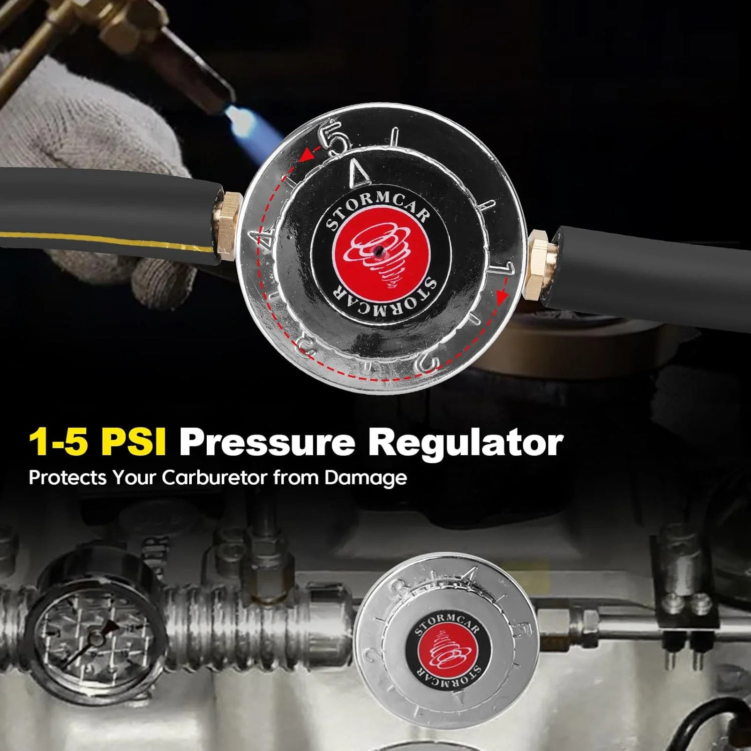 Universal Adjustable 1-5 PSI Carb Fuel Pressure Regulator Kit with 0-15 PSI Gaug