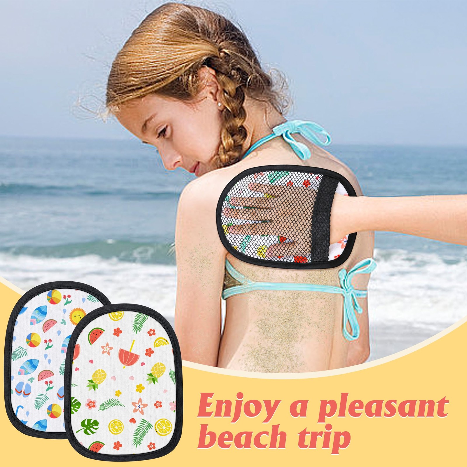 codree 2 Pcs Sand Wipe Off Mitts, Beach Theme 8.5 x 6 inch,