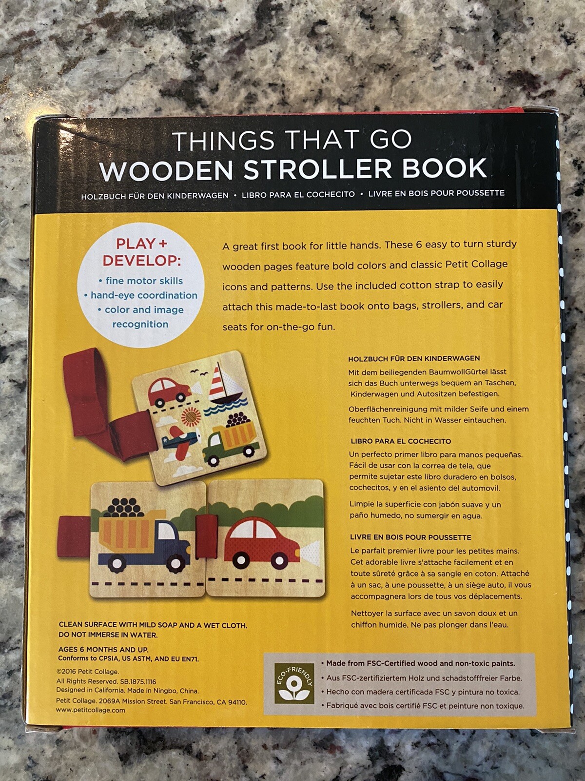 Petit Collage Wood Stroller Book, Safari