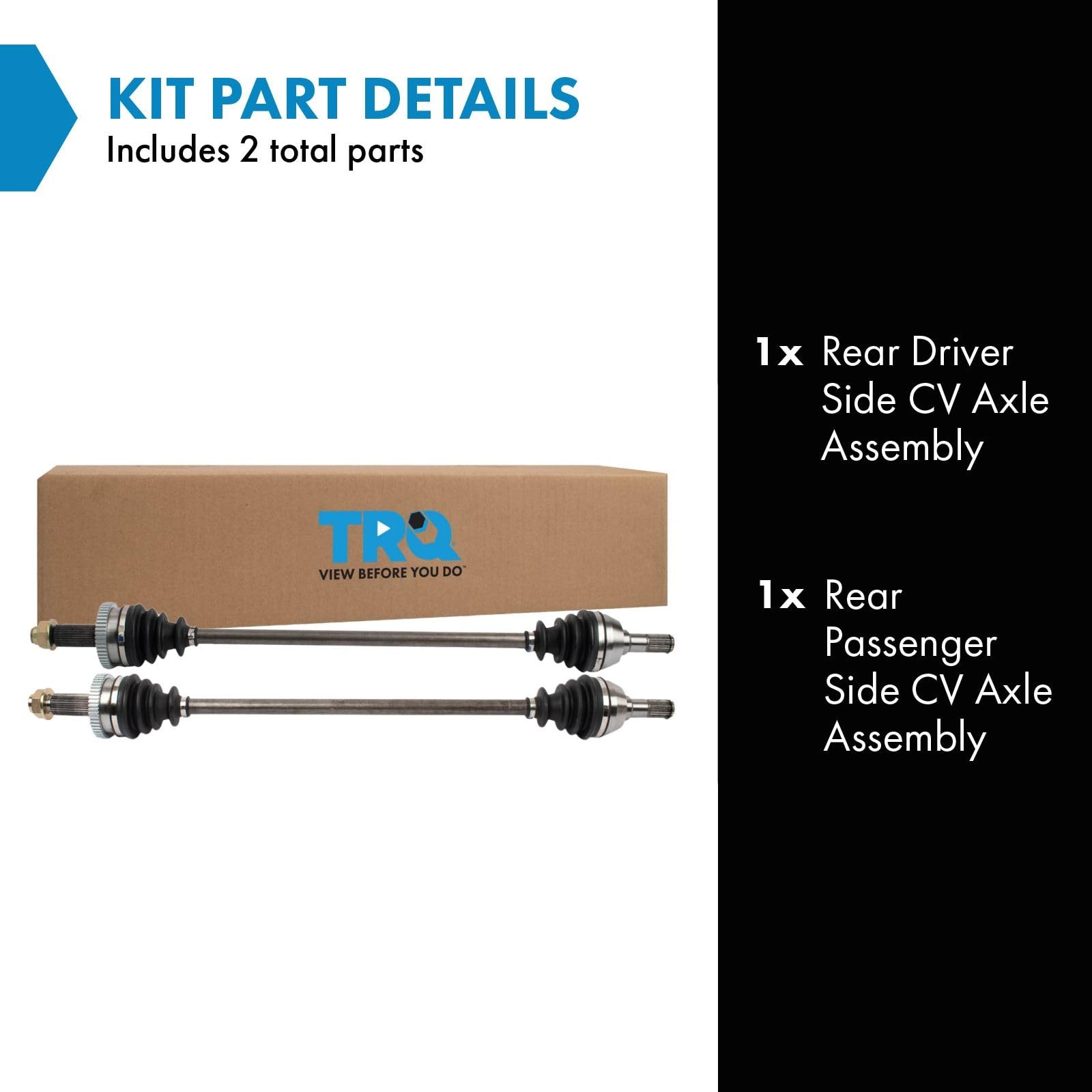 TRQ CV Axle Assembly Set Rear Driver Passenger Side for 2016-2018 Kia Sorento