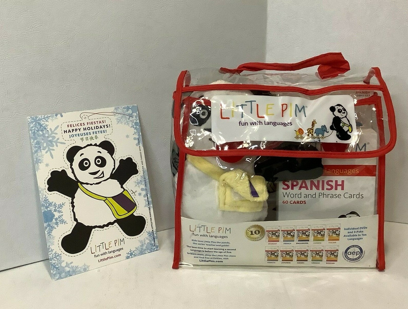 Little PIM Panda Spanish Set DVDs Word Cards Baby Toddler PBS Plush MISSING 1