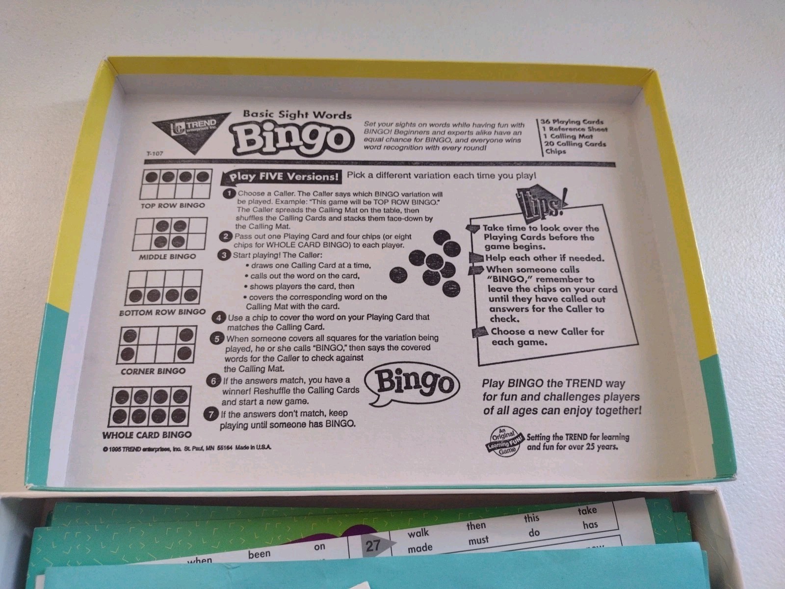 Trend Basic Sight Words Bingo Individual/ Group Play Up To 36 Players Homeschool