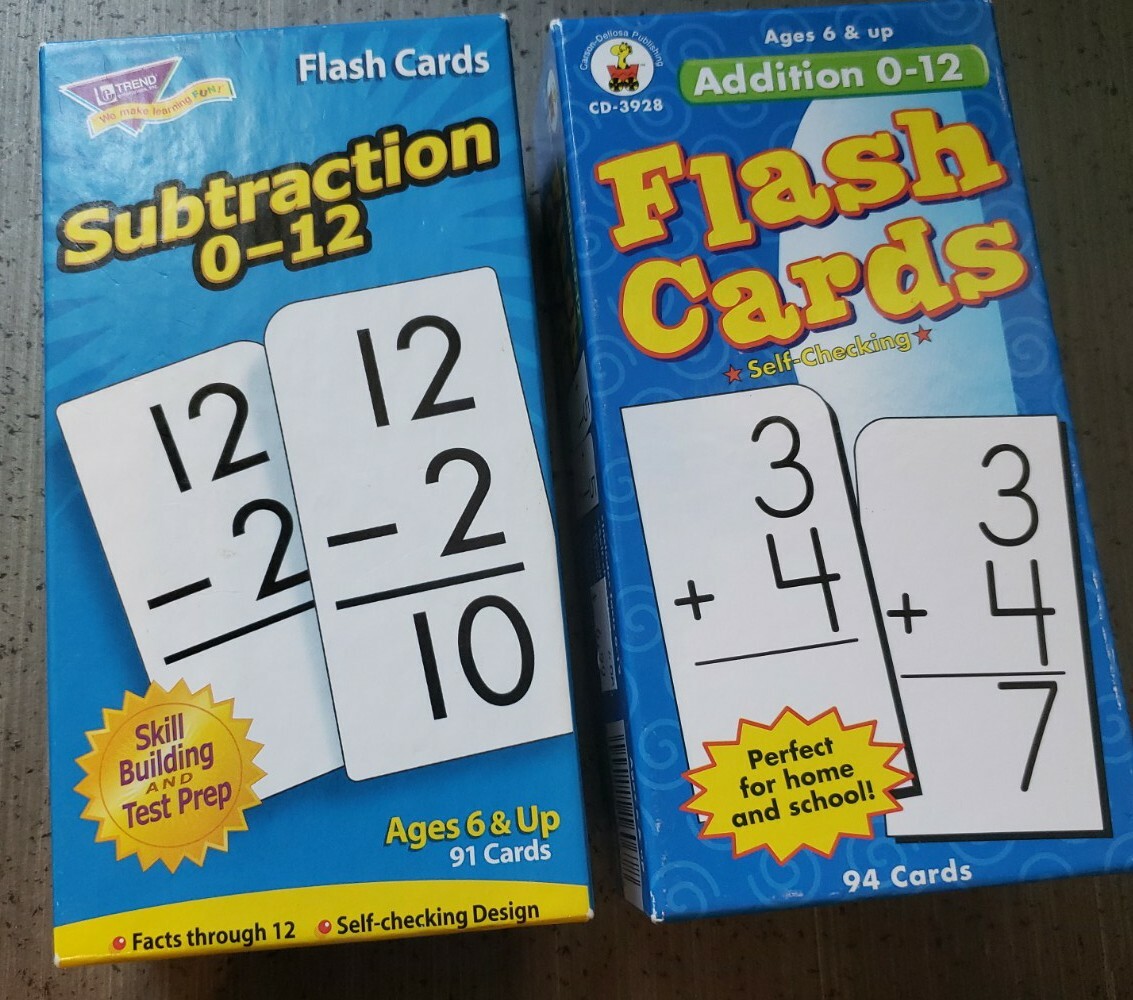 Lot Addition Subtraction Flash Cards Ages 6 & Up Home School Homeschool 0-12