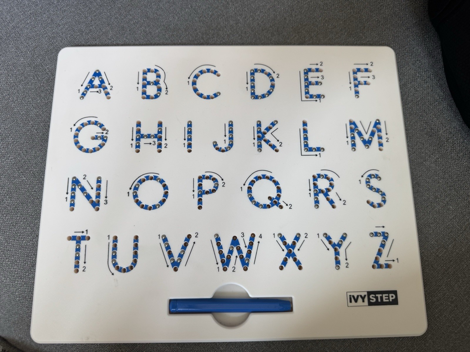 Ivy Step Magnetic Alphabet Tracing Board w/ Stylus Montessori Learning Toy Blue