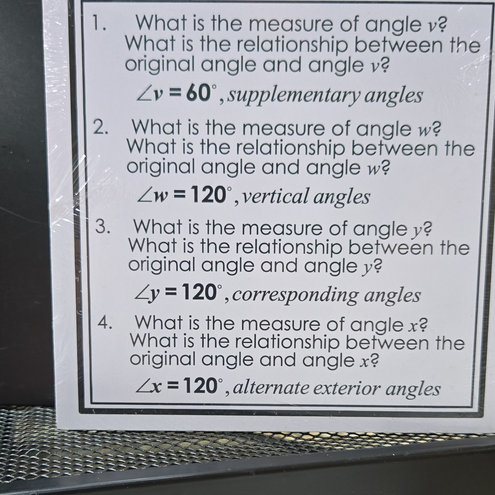Mathgraffiti Parallel Lines & Angle Relationships Math Cards, Black/White (2009)