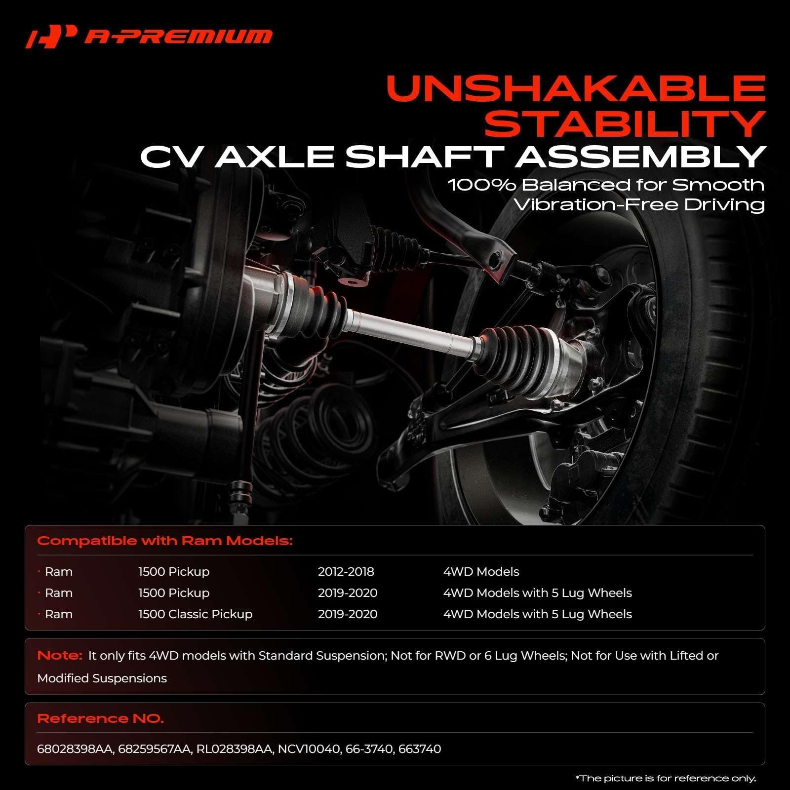 A-Premium CV Axle Shaft Assembly Compatible with Ram 1500 2012-2020 & 1500 Cl…