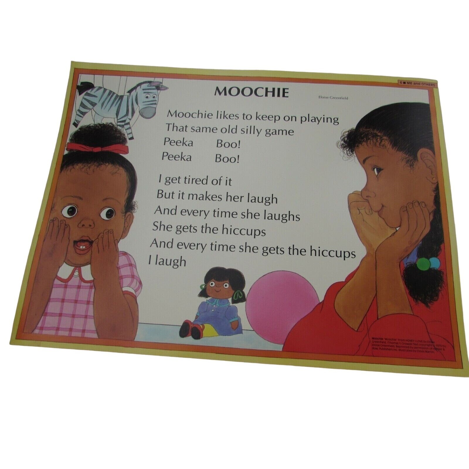 Moochie Grade School Poster Eloise Greenfield 30242 Poetry VNTG