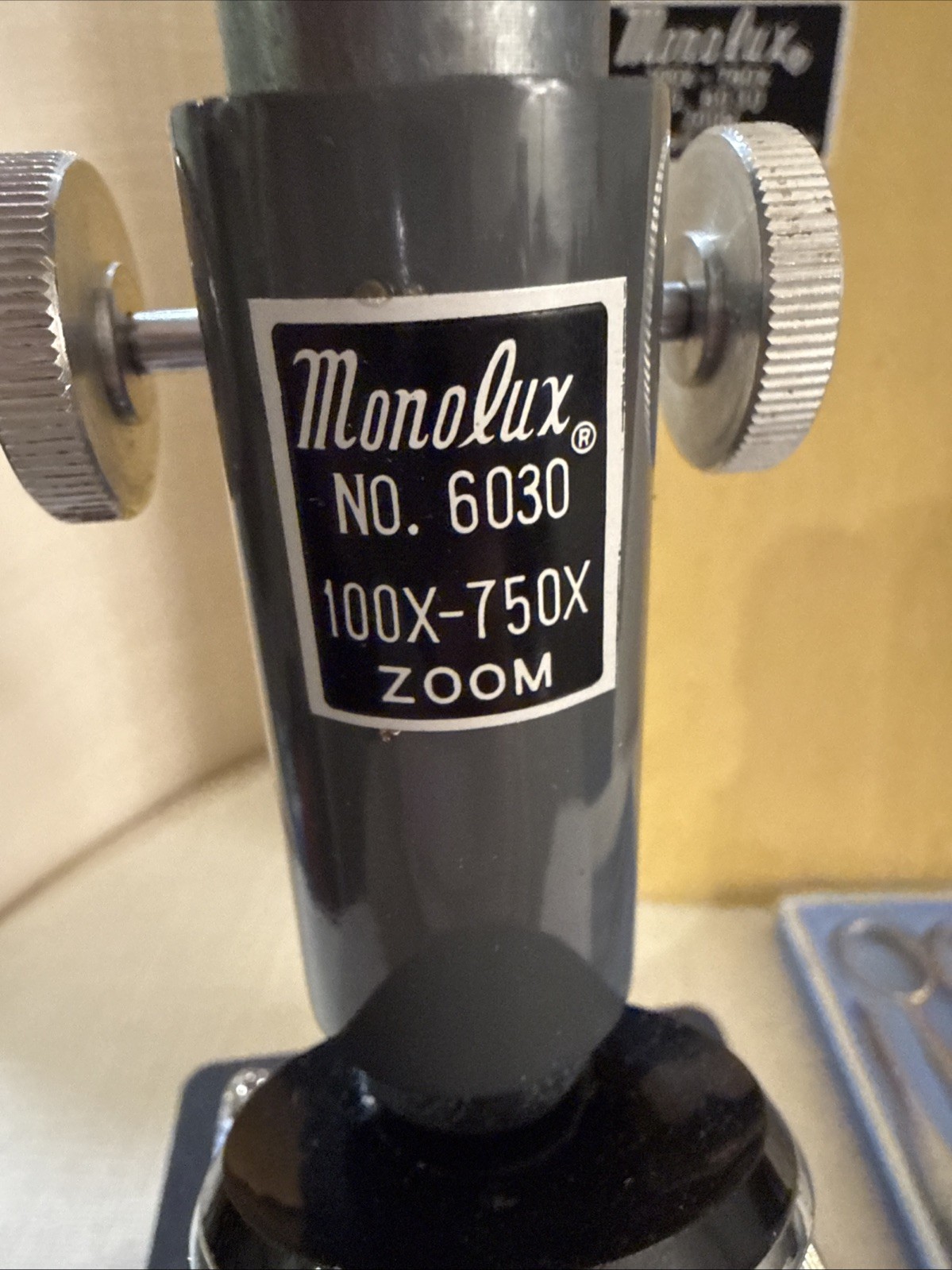 Vintage Monolux No. 6030 Microscope Kit 100x–750x Japan Wood Case READ