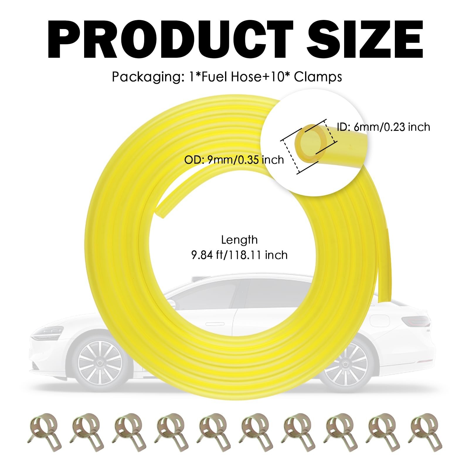 9.84Ft ID 6mm x OD 9mm Fuel Line Hose,Flexible Semi-Opaque 6mm Small Engine F…