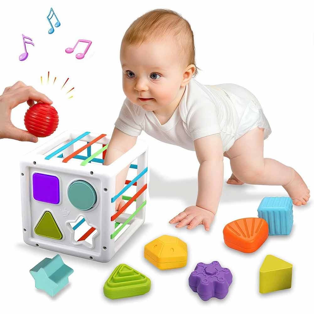 Shape Sorter & Stacking Blocks – Montessori Sensory Toy, Early Learning Set